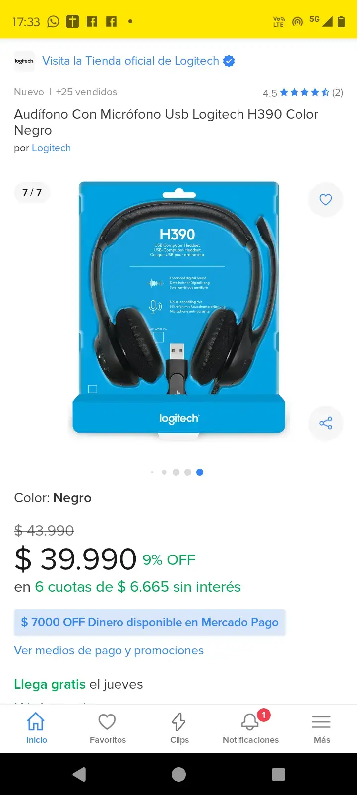 Audífonos USB Logitech H390 con micrófono - 4