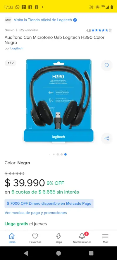 Audífonos USB Logitech H390 con micrófono - miniatura 4