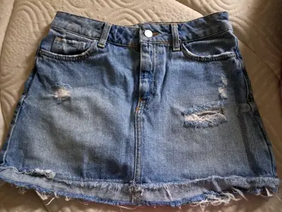 Falda de mezclilla desgastada Zara Basic - miniatura 1