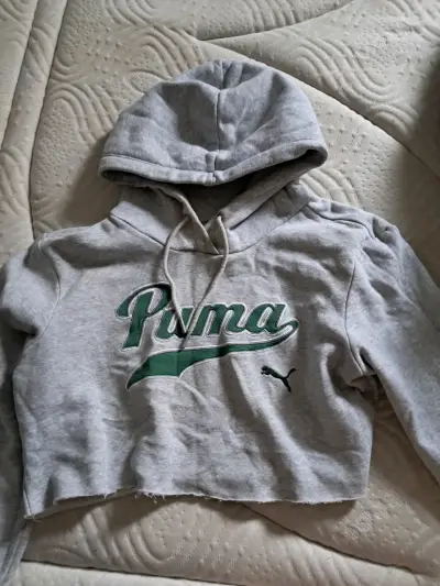 Polerón con capucha gris Puma para mujer - miniatura 1