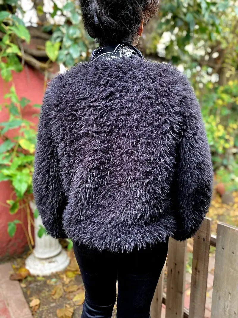 Chaqueta de piel sintética negra para mujer - 3