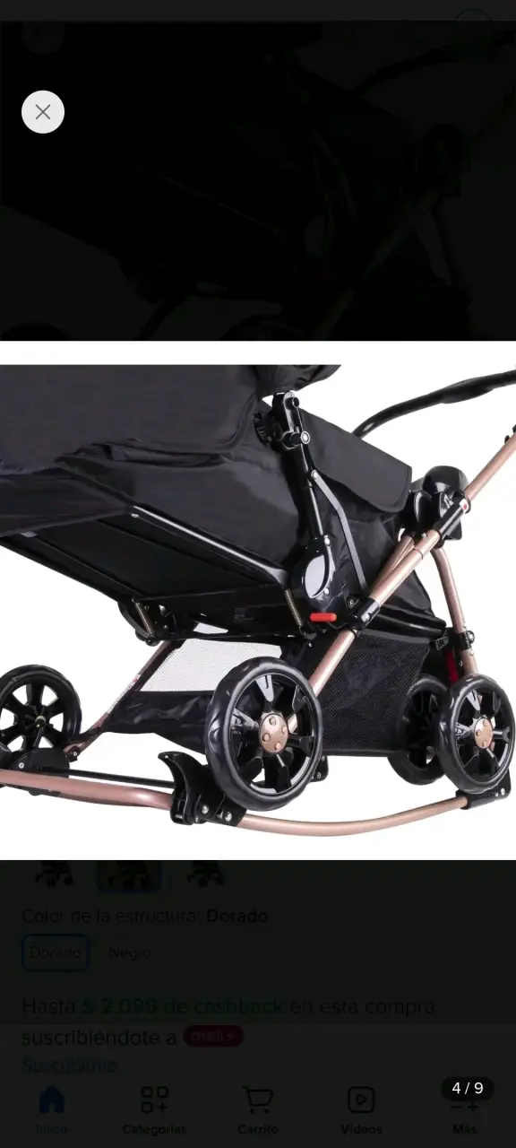 Coche de bebé Bebesit negro con bandeja - 5