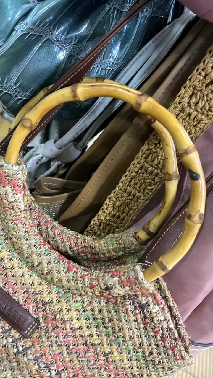 Bolso tejido Rosetti con asas de bambú - 2
