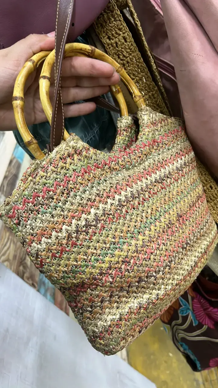 Bolso tejido Rosetti con asas de bambú - 3