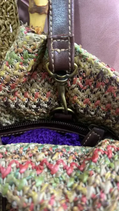 Bolso tejido Rosetti con asas de bambú - miniatura 4