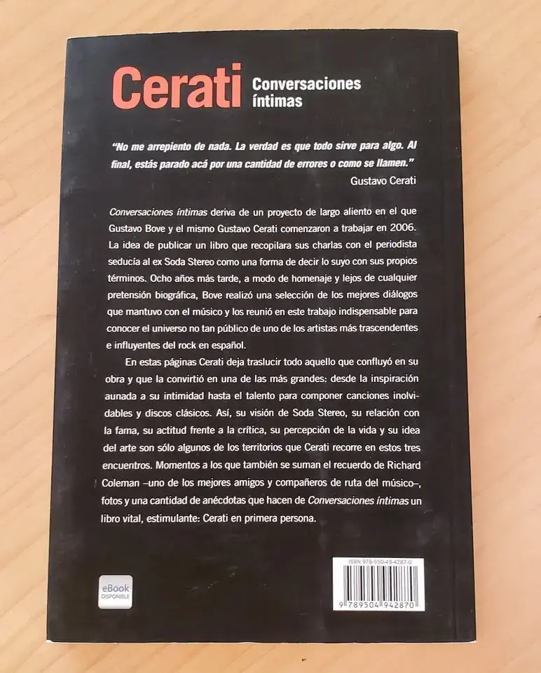 Libro Cerati Conversaciones Íntimas de Gustavo Bove - 2