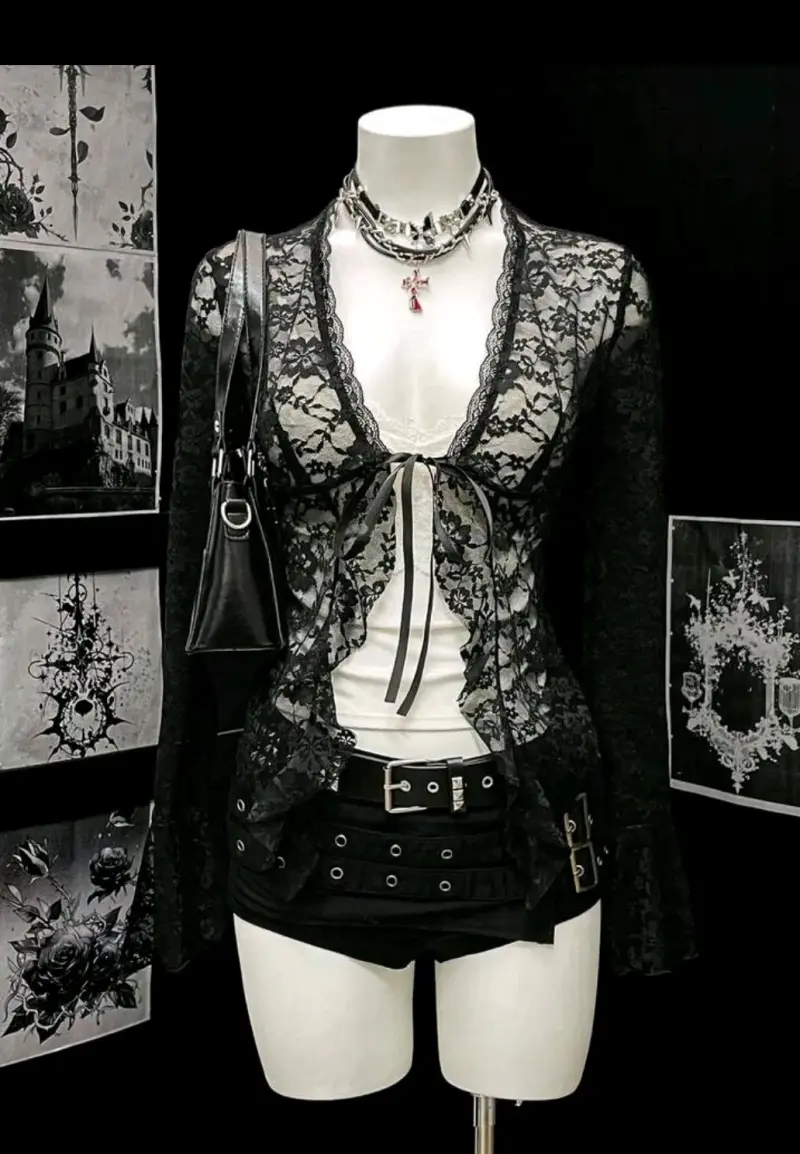 Conjunto de encaje negro - 1