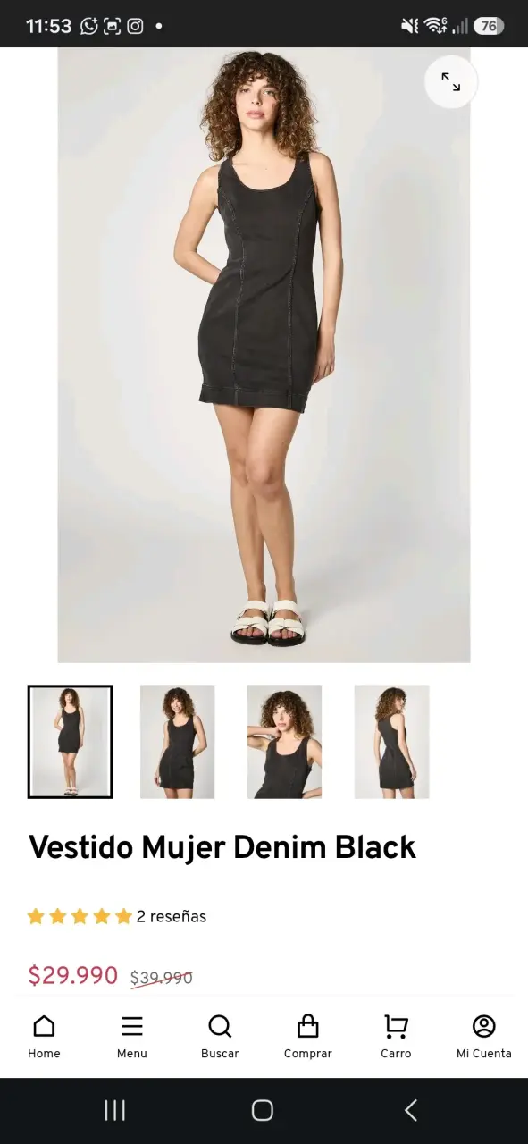 Vestido Mujer Denim Negro Casual