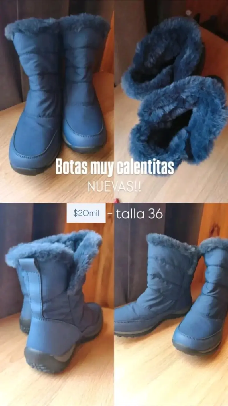 Botas de invierno azules con forro de peluche - 3