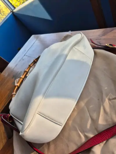 Bolso Gucci blanco con asa de bambú - miniatura 5