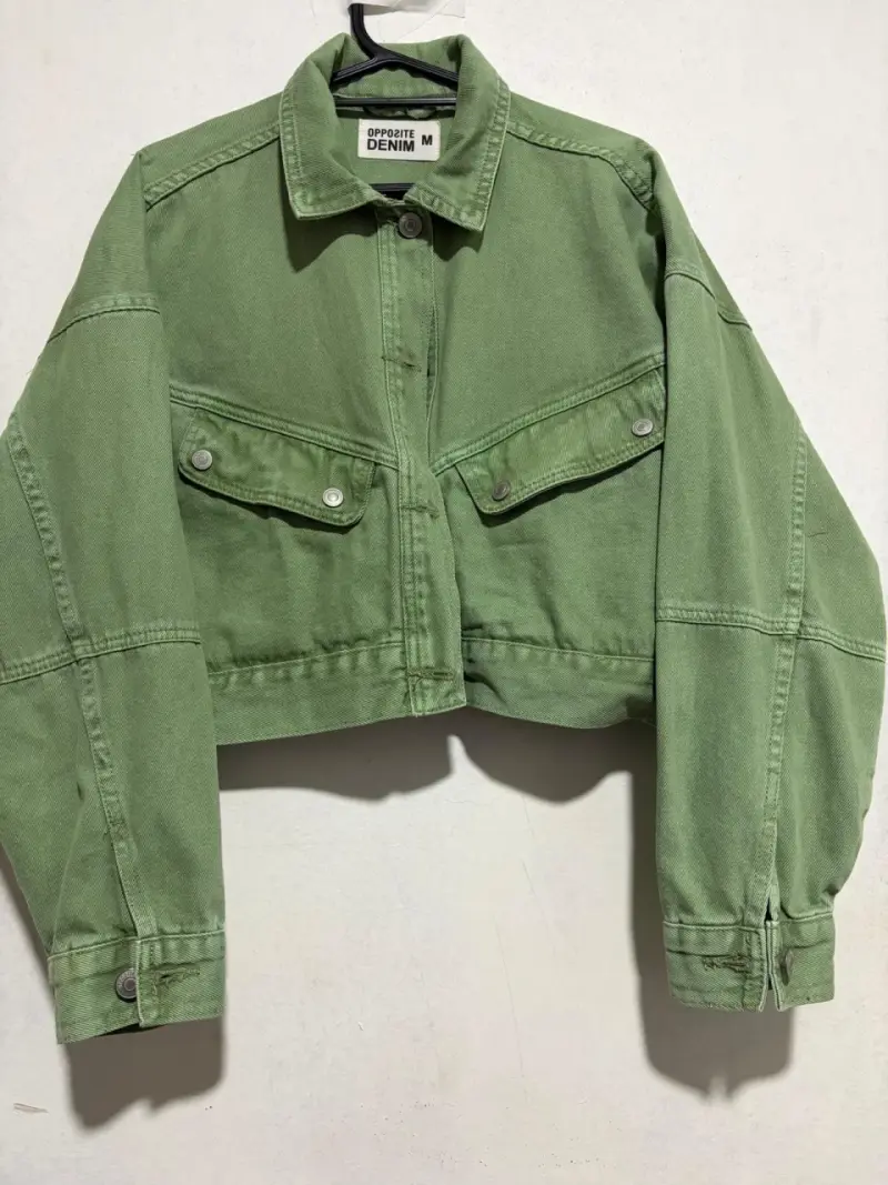 Chaqueta corta verde de mezclilla Opposite - 1