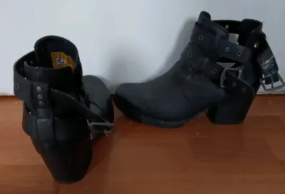 Botines de cuero Caterpillar negro con hebillas - miniatura 2