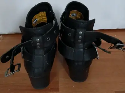 Botines de cuero Caterpillar negro con hebillas - miniatura 3