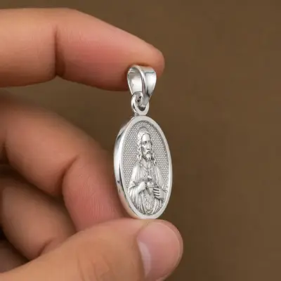 Medalla de Sagrado Corazon de Jesús De Plata - miniatura 2