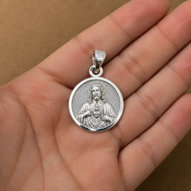 Medalla de Sagrado Corazon de Jesús De Plata - 3