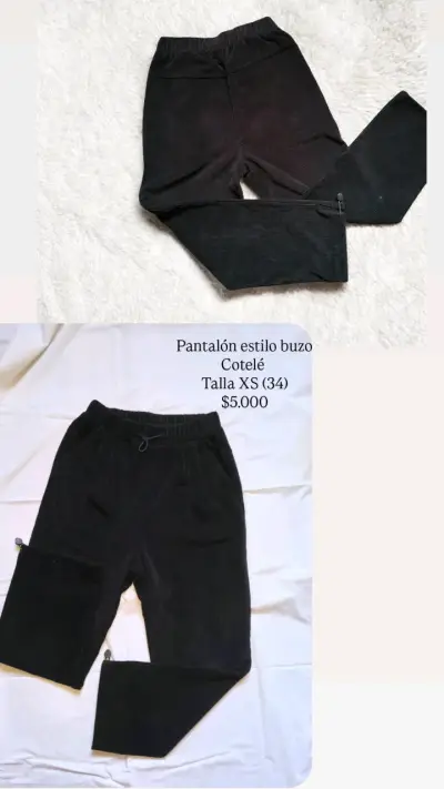 Pantalón estilo buzo cotelé negro talla XS - miniatura 1