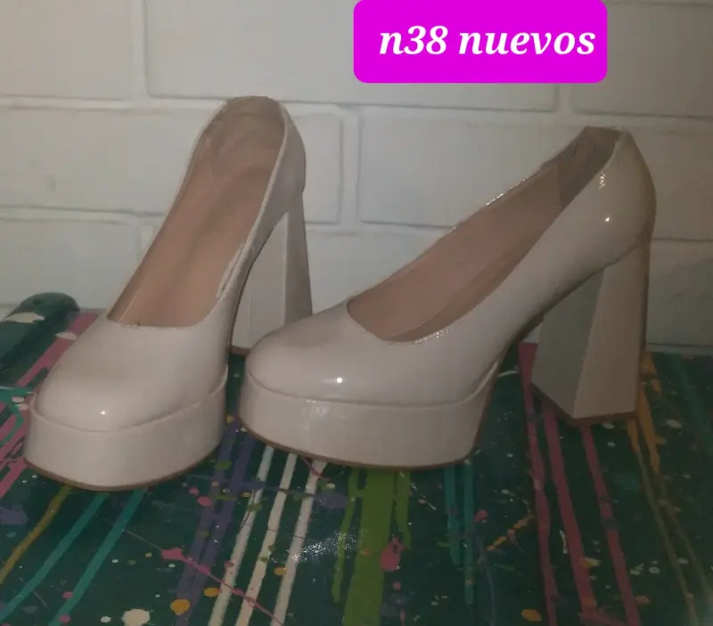 Zapatos de tacón beige y azul talla 38 nuevos - 2