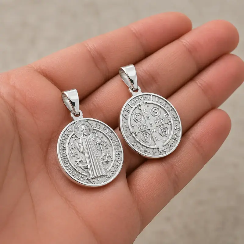 Medalla de San Benito en Plata 17mm - 2