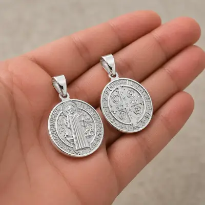 Medalla de San Benito en Plata 17mm - miniatura 2