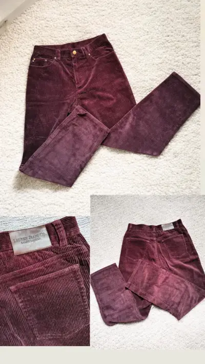 Pantalones de Cotelé Burdeos Ralph Lauren Talla 36 - miniatura 1