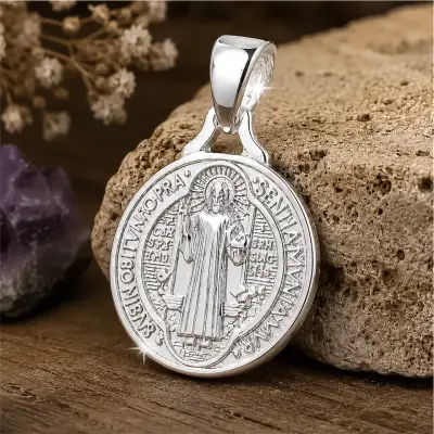 Medalla de San Benito De Plata Mediano 20mm - miniatura 1