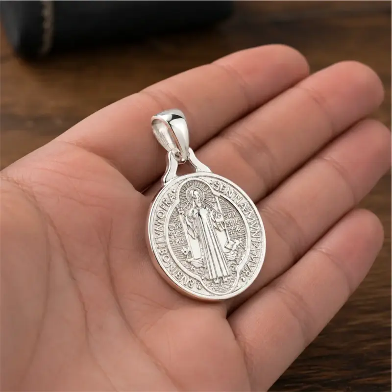 Medalla de San Benito De Plata Mediano 20mm - 3
