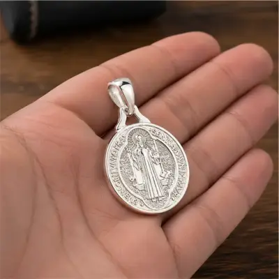 Medalla de San Benito De Plata Mediano 20mm - miniatura 3