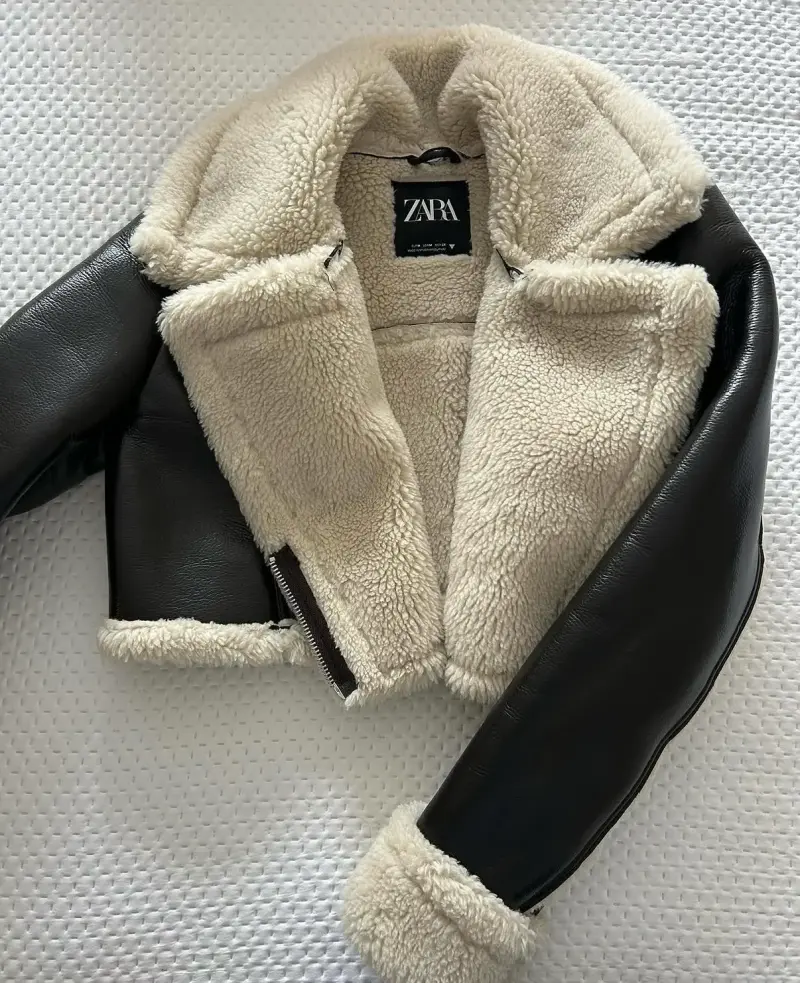 Chaqueta de cuero sintético con forro Zara