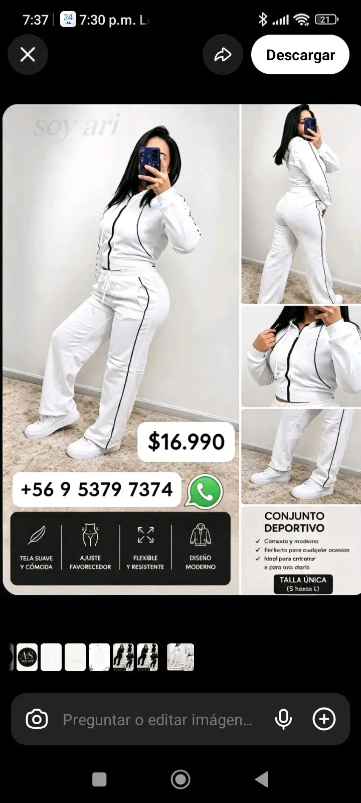 Conjunto deportivo blanco unisex cómodo