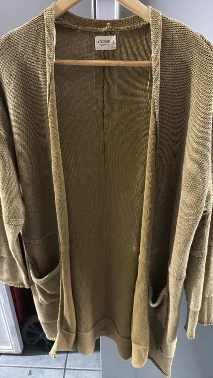 Cardigan largo de punto color beige Umbrale - 1
