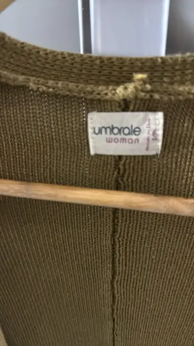 Cardigan largo de punto color beige Umbrale - miniatura 3