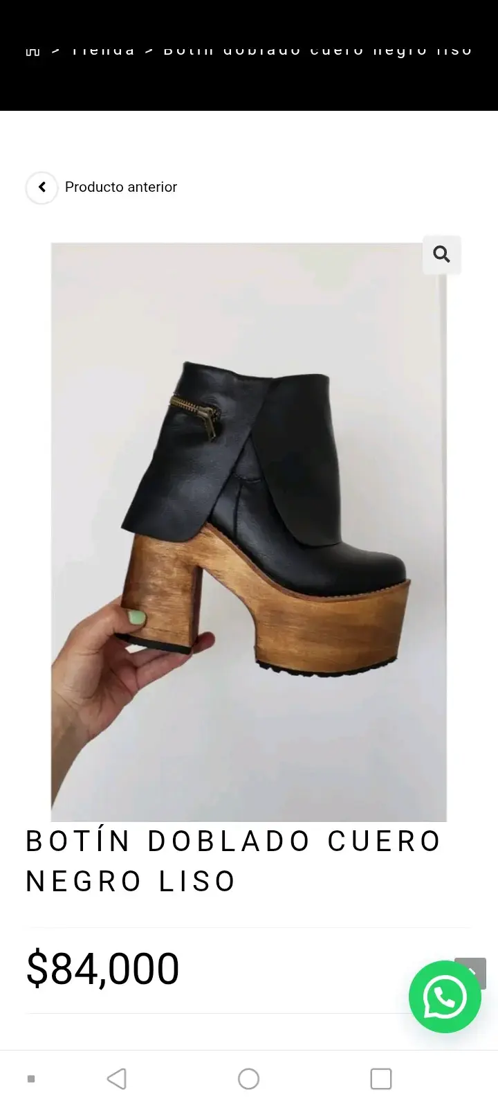 Botines de cuero negro con plataforma de madera - 2