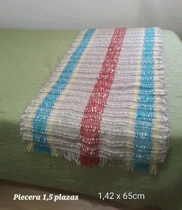 Pieceras de lana natural multicolor 1,5 plazas