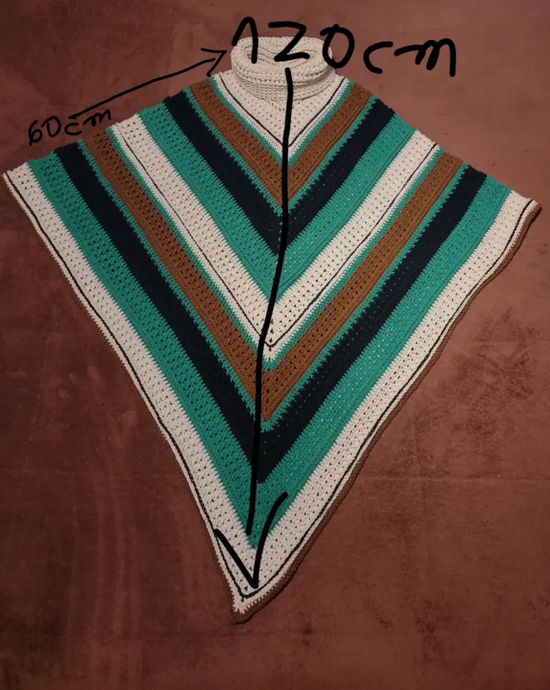 Poncho tejido a crochet multicolor - 6