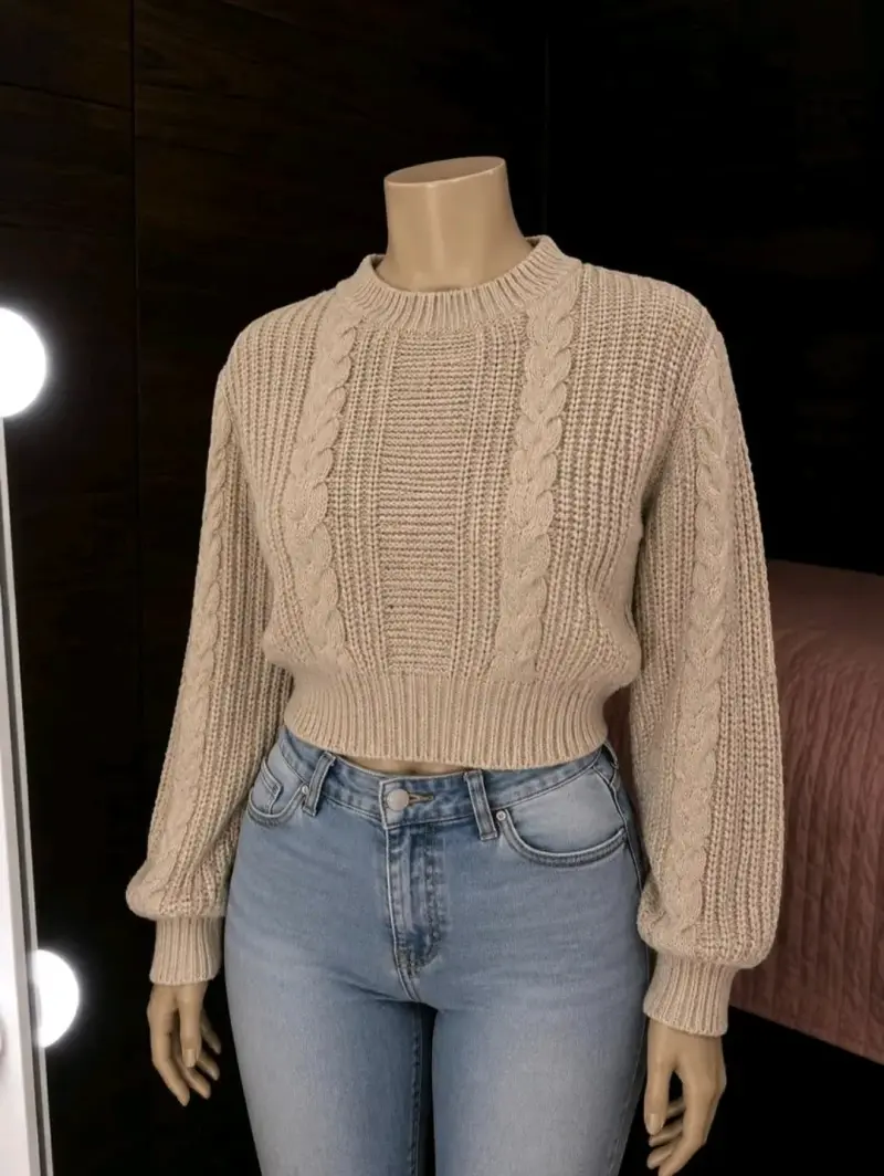 Suéter de punto beige para mujer - 2