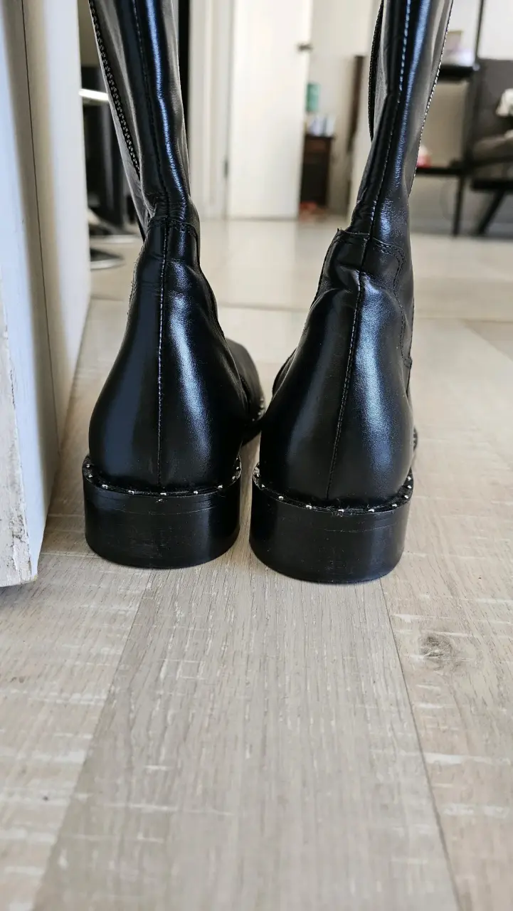 Botas negras de cuero con cierre lateral - 3