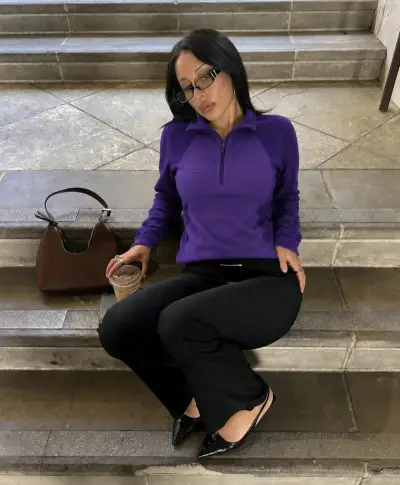 Polerón morado para mujer con cierre - miniatura 1