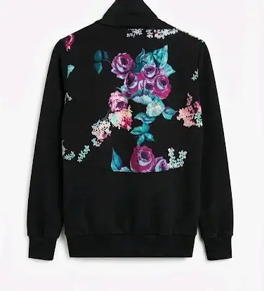 Poleron negro con estampado floral - 2