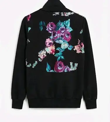 Poleron negro con estampado floral - miniatura 2