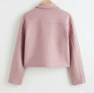 Chaqueta corta de lana rosa para mujer - miniatura 2