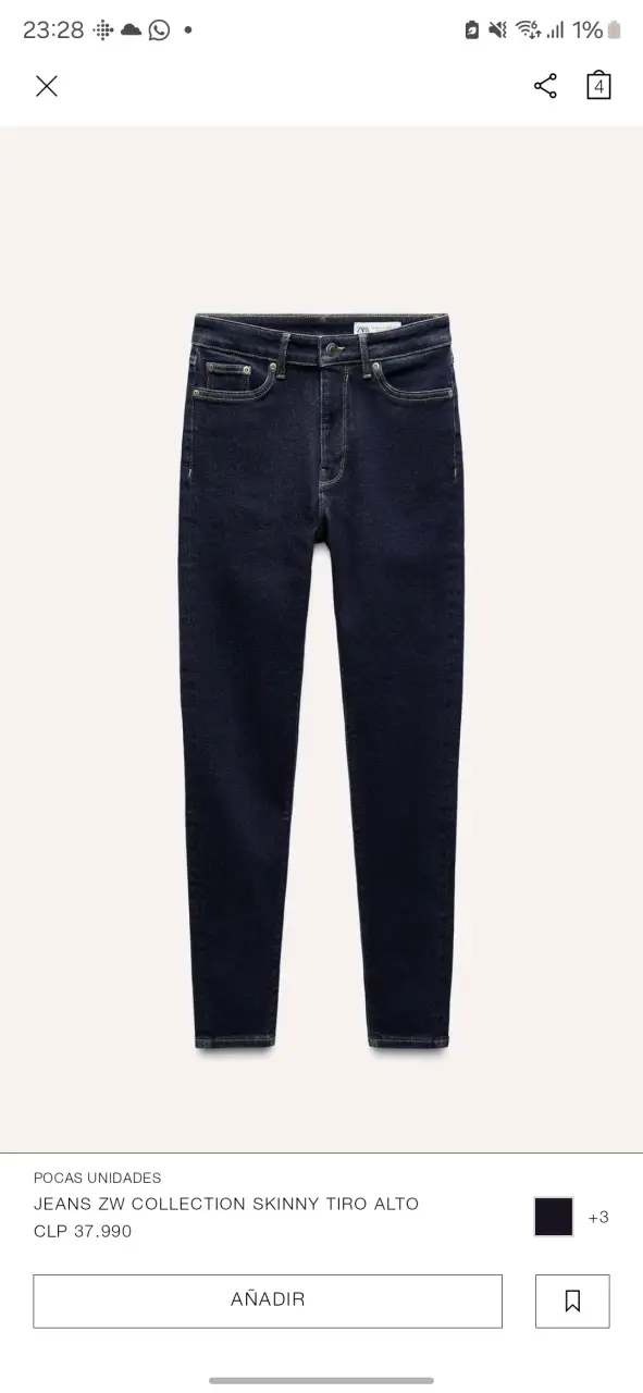 Jeans skinny azul oscuro tiro alto para mujer - 3