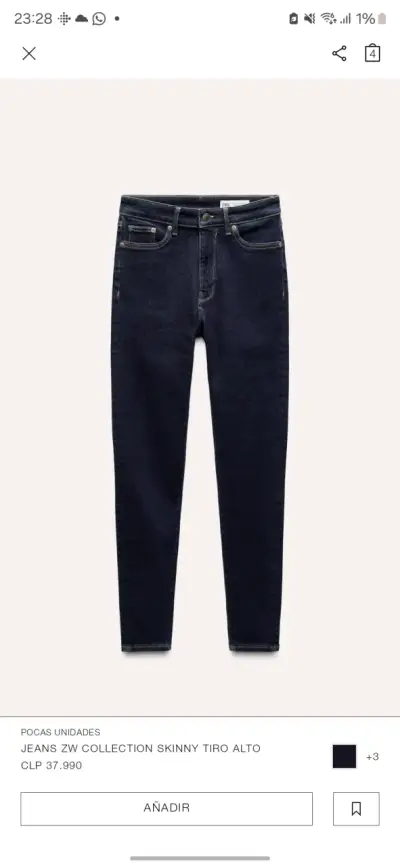 Jeans skinny azul oscuro tiro alto para mujer - miniatura 3