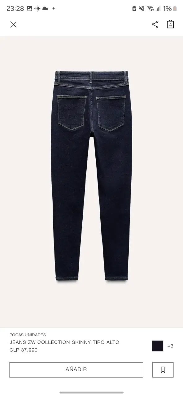 Jeans skinny azul oscuro tiro alto para mujer - 4