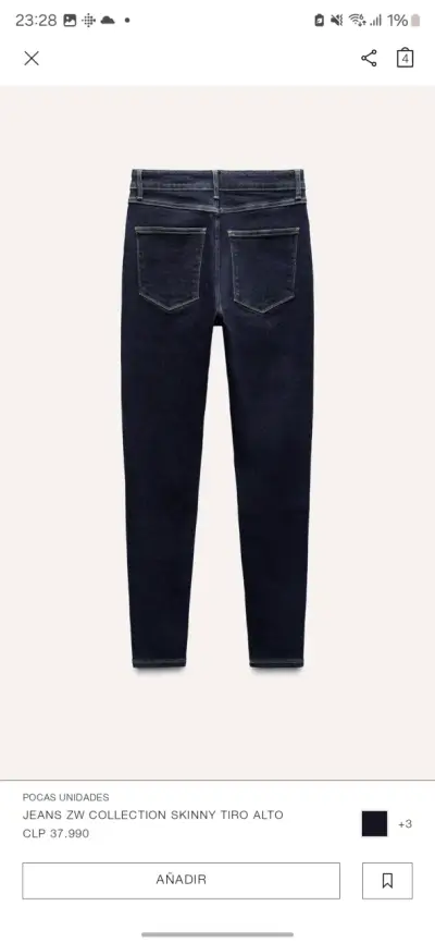 Jeans skinny azul oscuro tiro alto para mujer - miniatura 4