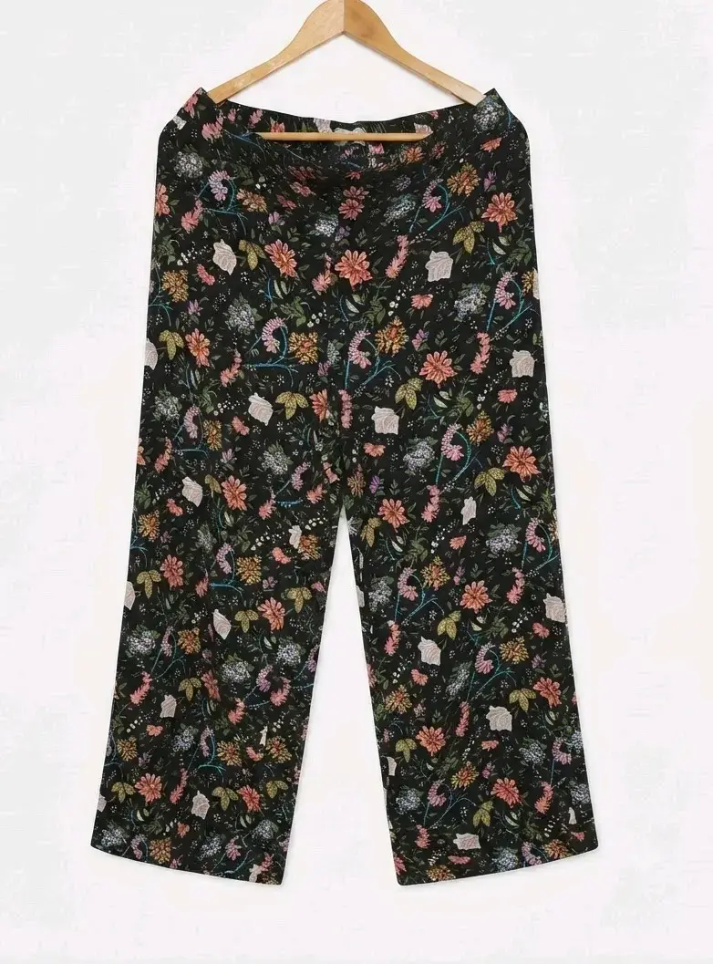Pantalones anchos con estampado floral - 1