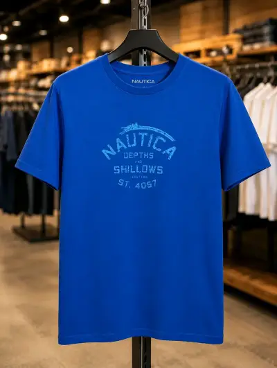 Polera azul Nautica de algodón XXL - miniatura 1