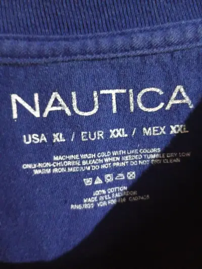 Polera azul Nautica de algodón XXL - miniatura 2