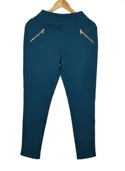 Leggins azul oscuro con cierres decorativos - miniatura 1