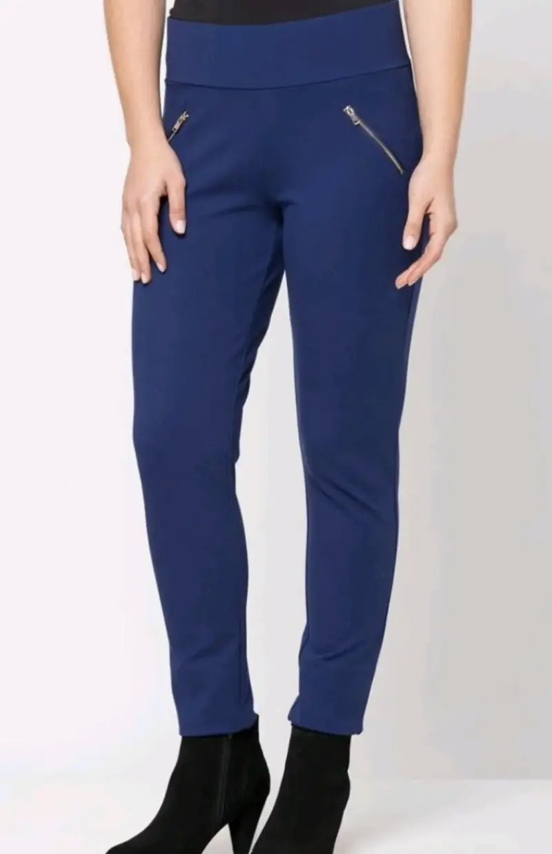 Leggins azul oscuro con cierres decorativos - 3
