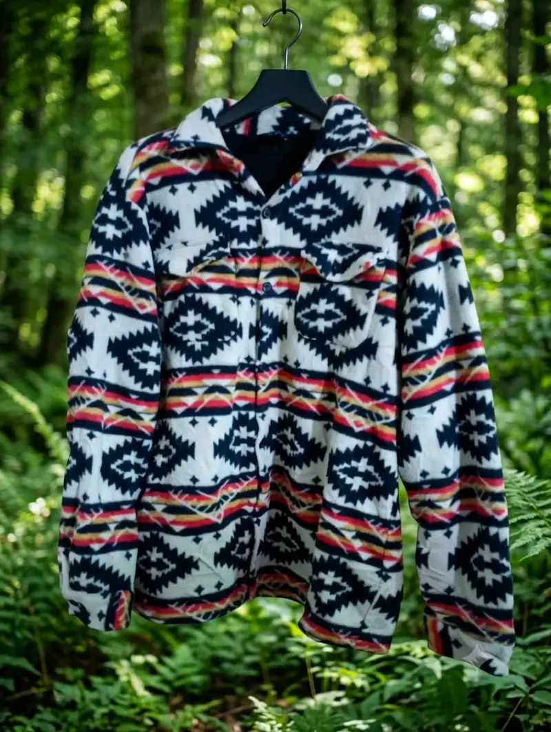 Chaqueta de lana con diseño étnico talla L - 1